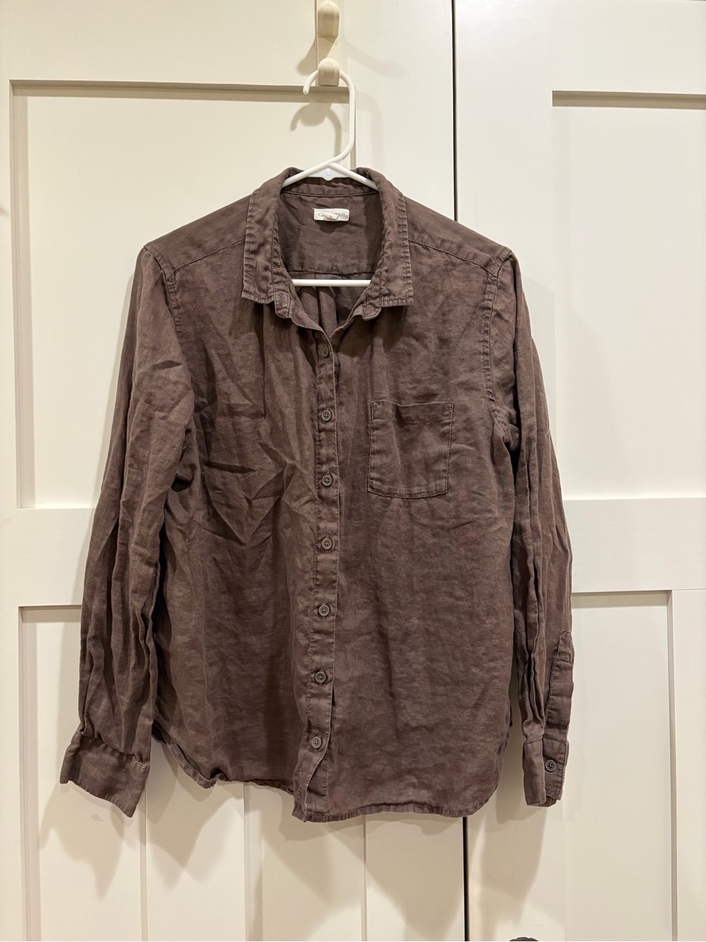 Garnet Hill Olive Long-Sleeve Button-Down Shirt